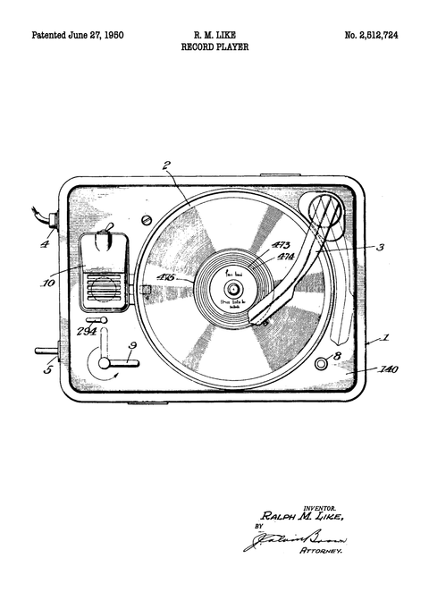 Pladespiller plakat - Original patent tegning