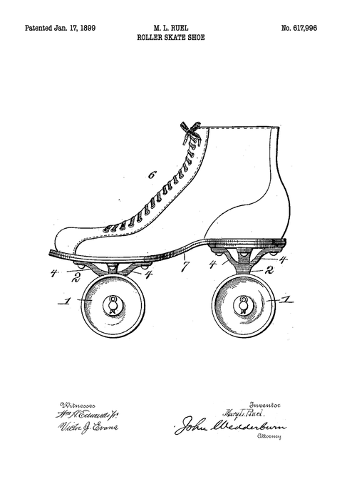 Rulleskøjte plakat - Original patent tegning