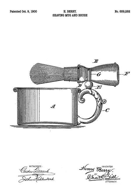 Barberkrus med kost plakat - Original patent tegning