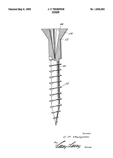 Skrue plakat - Original patent tegning