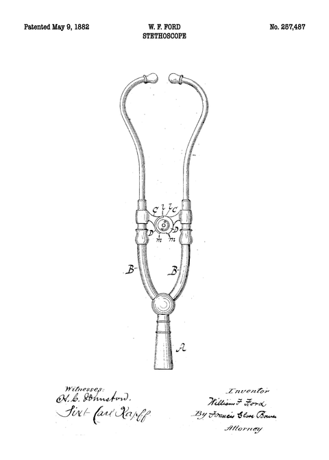 Stetoskop plakat - Original patent tegning