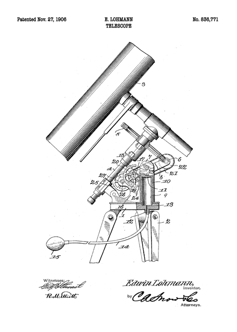 Teleskop plakat - Original patent tegning