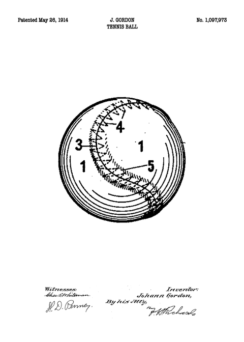 Tennisbold plakat - Original patent tegning