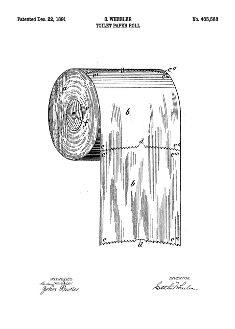 Toiletpapirrulle plakat - Original patent tegning