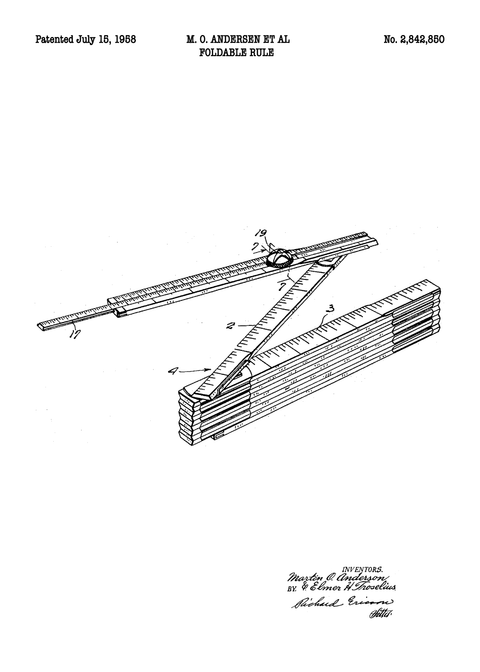 Tommestok plakat - Original patent tegning