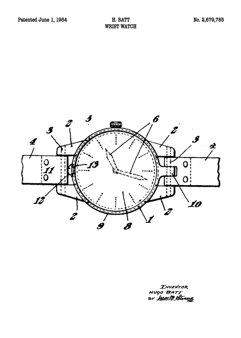 Armbåndsur plakat - Original patent tegning