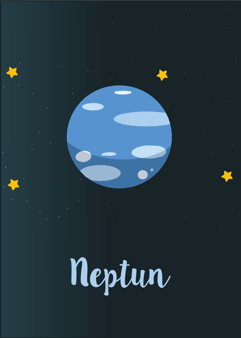 Neptun - Planet plakat til børn