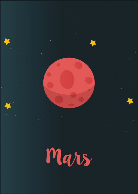 Mars - Planet plakat til børn