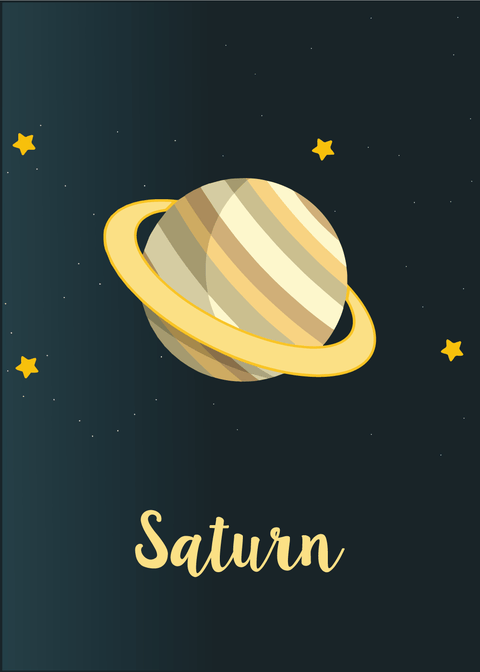 Saturn - Planet plakat til børn