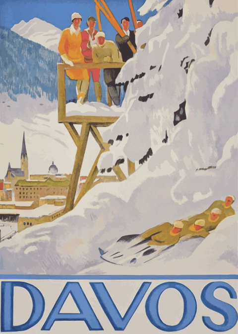 Davos ski - Retro plakat