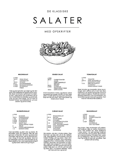 Salat guide plakat - De klassiske opskrifter
