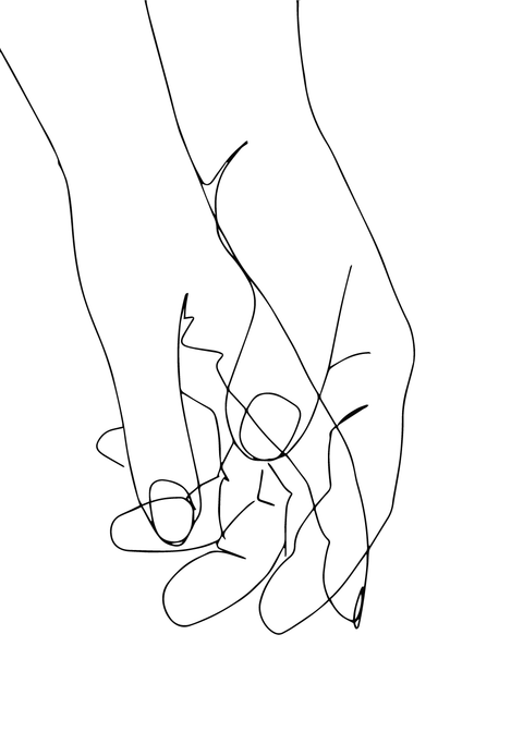 Holding hands in one line plakat