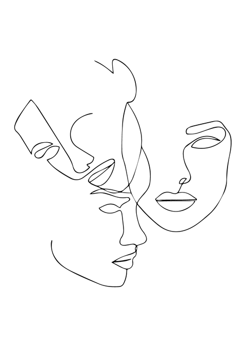 Three faces in one line plakat