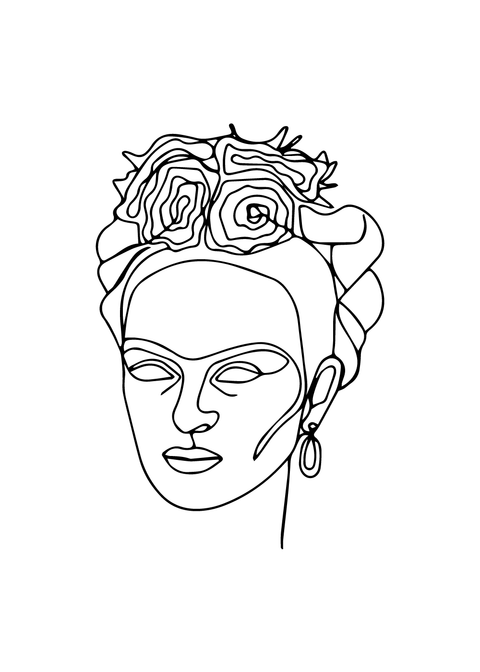 Frida Kahlo inspireret face in one line