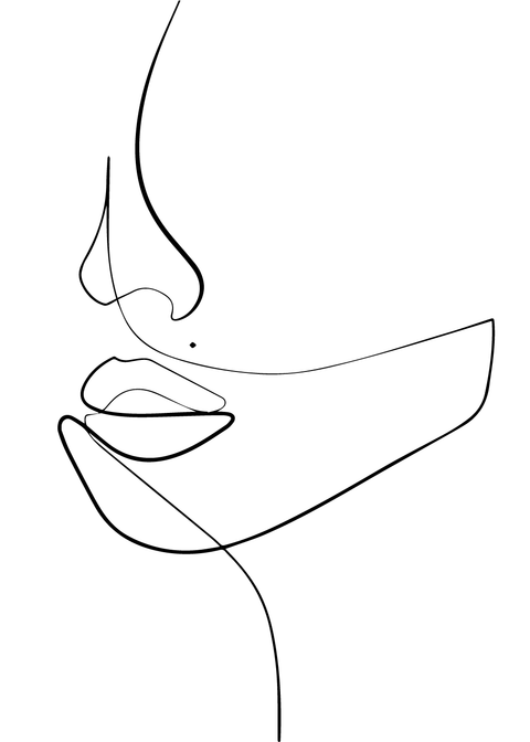 Womans face in one line plakat