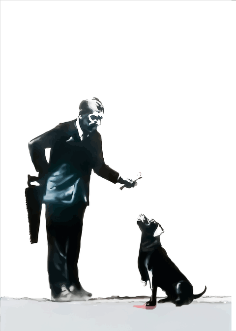 Man with dog - Banksy plakat