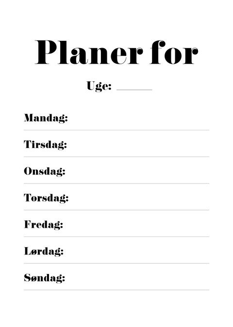 Ugeplan - Kalender plakat