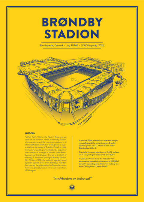 Brøndby Stadion - BIF arena - stadionplakat (Farve)