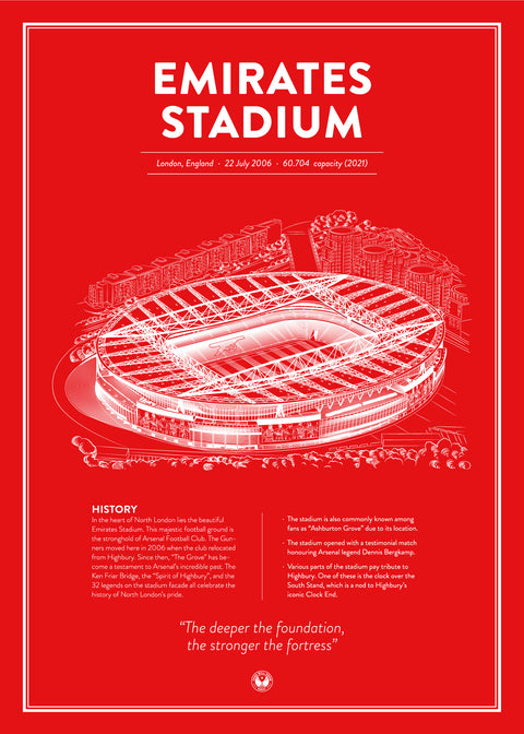 Emirates Stadium - Arsenal arena - stadionplakat (Farve)