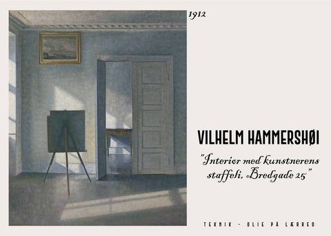 Interiør med kunstnerens staffeli  - Vilhelm Hammershøi Kunstplakat