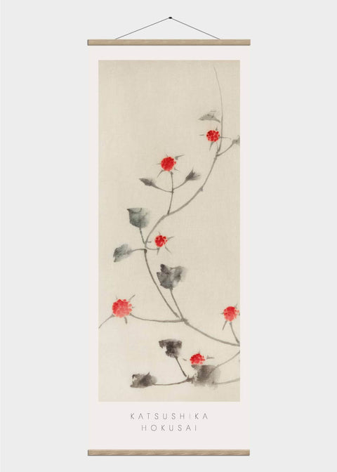 Japanese red blossoms - Japansk kunst plakat (inkl. magnetramme)