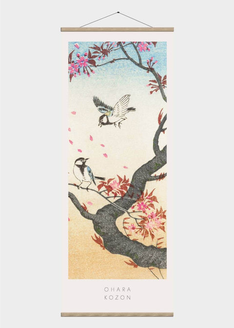Two birds at a blossoming tree - Japansk kunst plakat