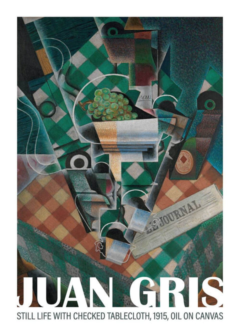 Still life with checked tablecloth - Juan Gris kunstplakat