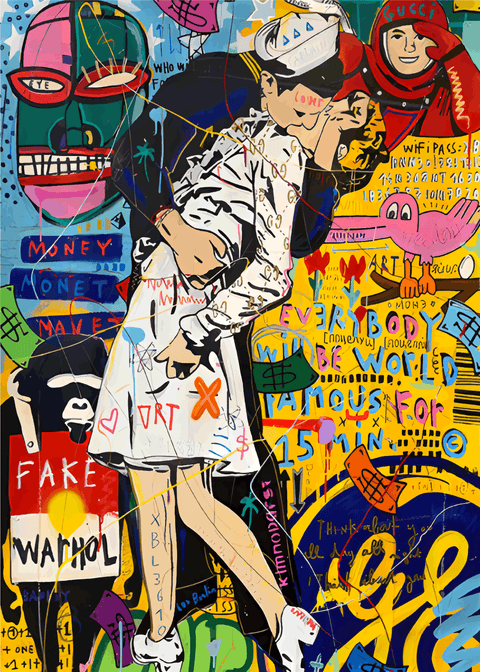 "Kissing Warhol" - street art plakat