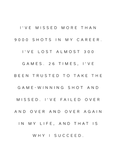 "I've missed more than 9000 shots..." - Michael Jordan citatplakat