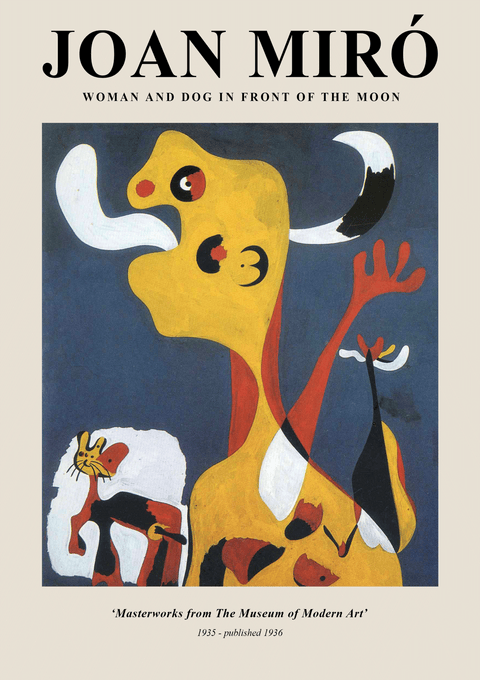 Woman and Dog In Front of the Moon - Joan Miró kunstplakat