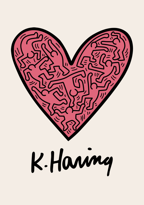 K. Haring Heart - Keith Haring kunstplakat