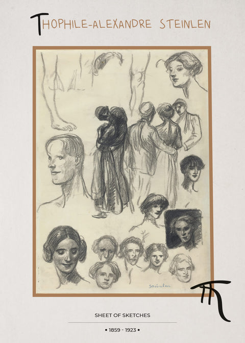 Sheet of sketches - Théophile Steinlen museumsplakat