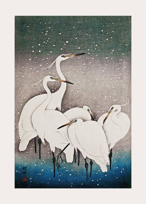 Group of egrets - Japansk kunstplakat