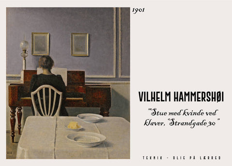 Kvinde med klaver - Vilhelm Hammershøi Kunstplakat