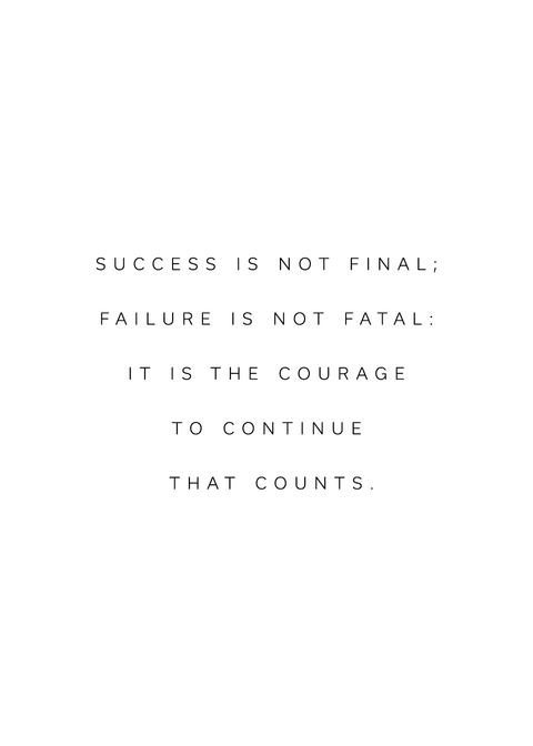 "Success is not final, failure is not fatal" - Winston Churchill citatplakat