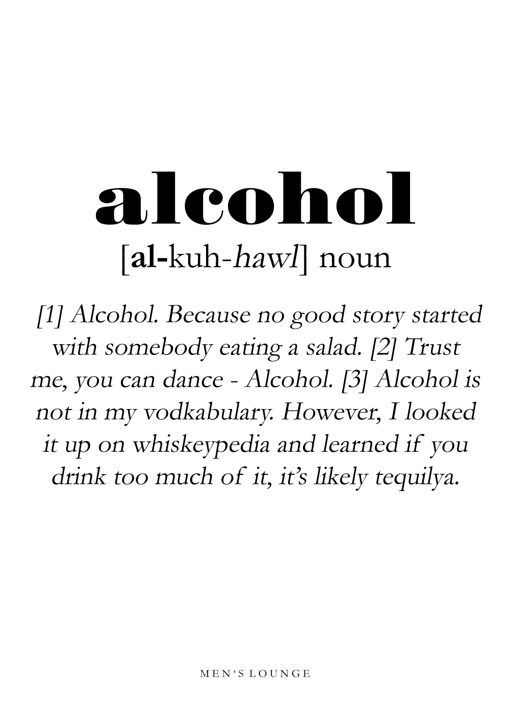 Alcohol definition - Men's Lounge plakat