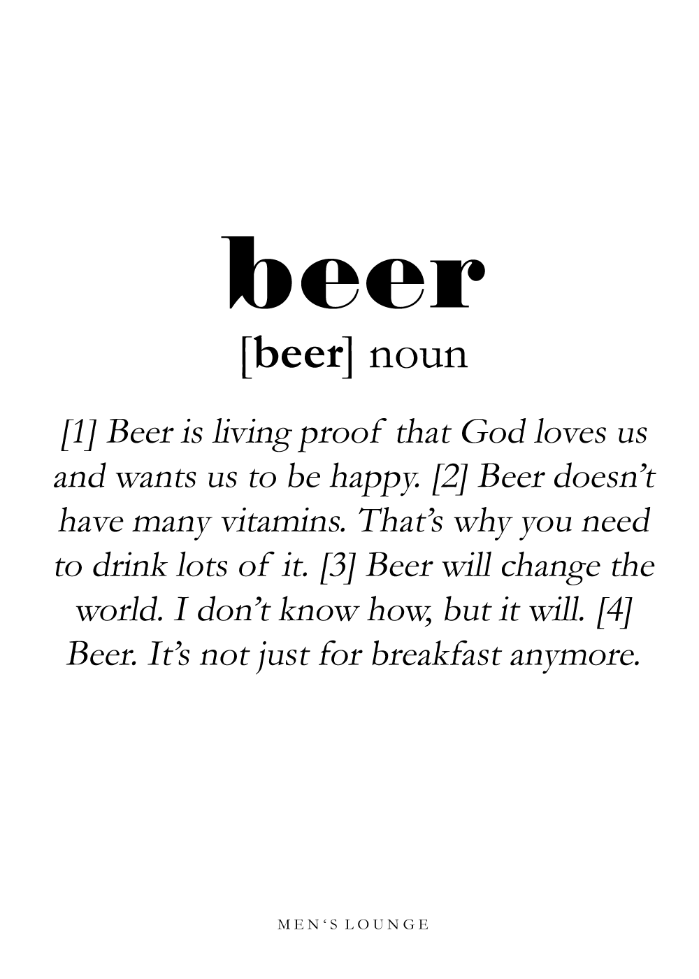 Billede af Beer definition - Men's Lounge plakat