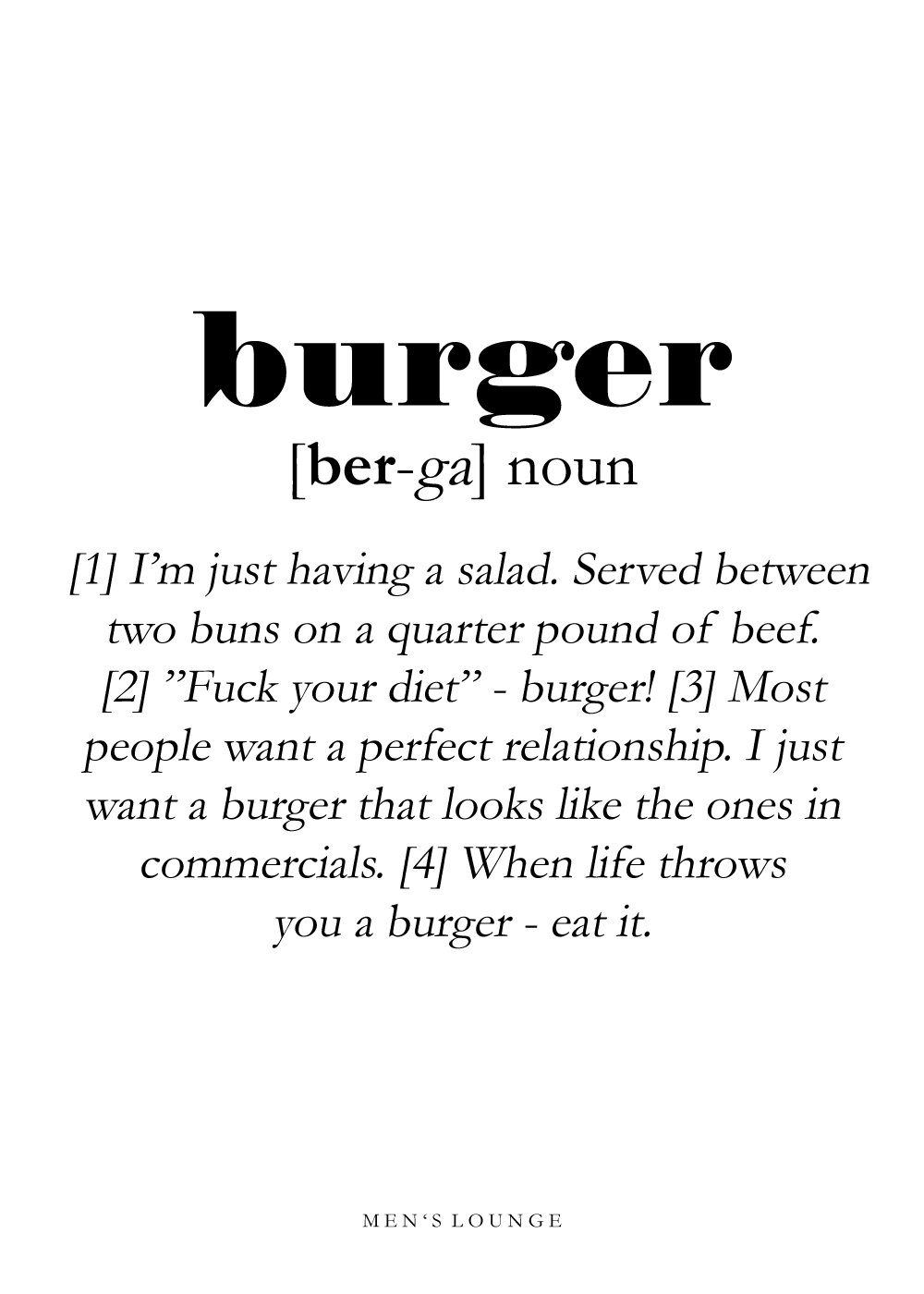 Billede af Burger definition - Men's Lounge plakat