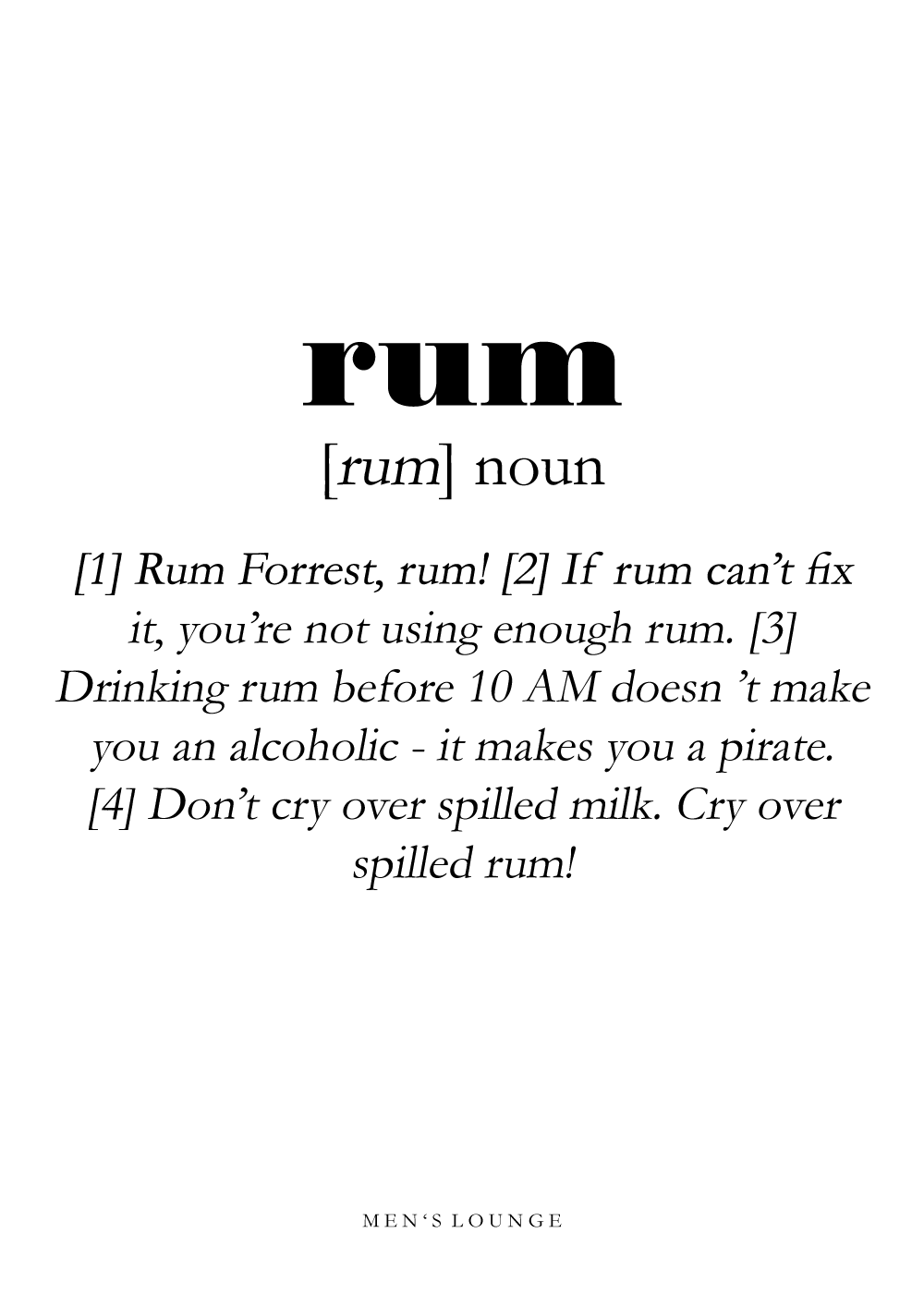 Billede af Rum definition - Men's Lounge plakat