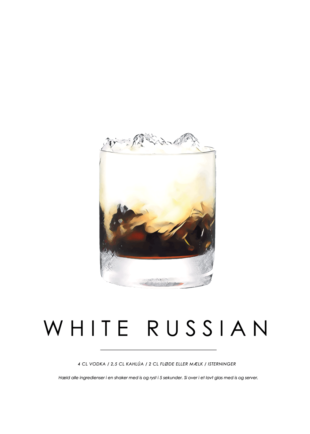 Billede af White Russian opskrift - Cocktail plakat