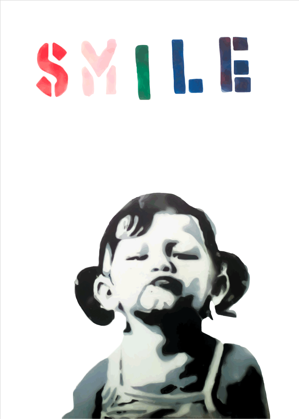 Billede af Smile girl - Banksy plakat