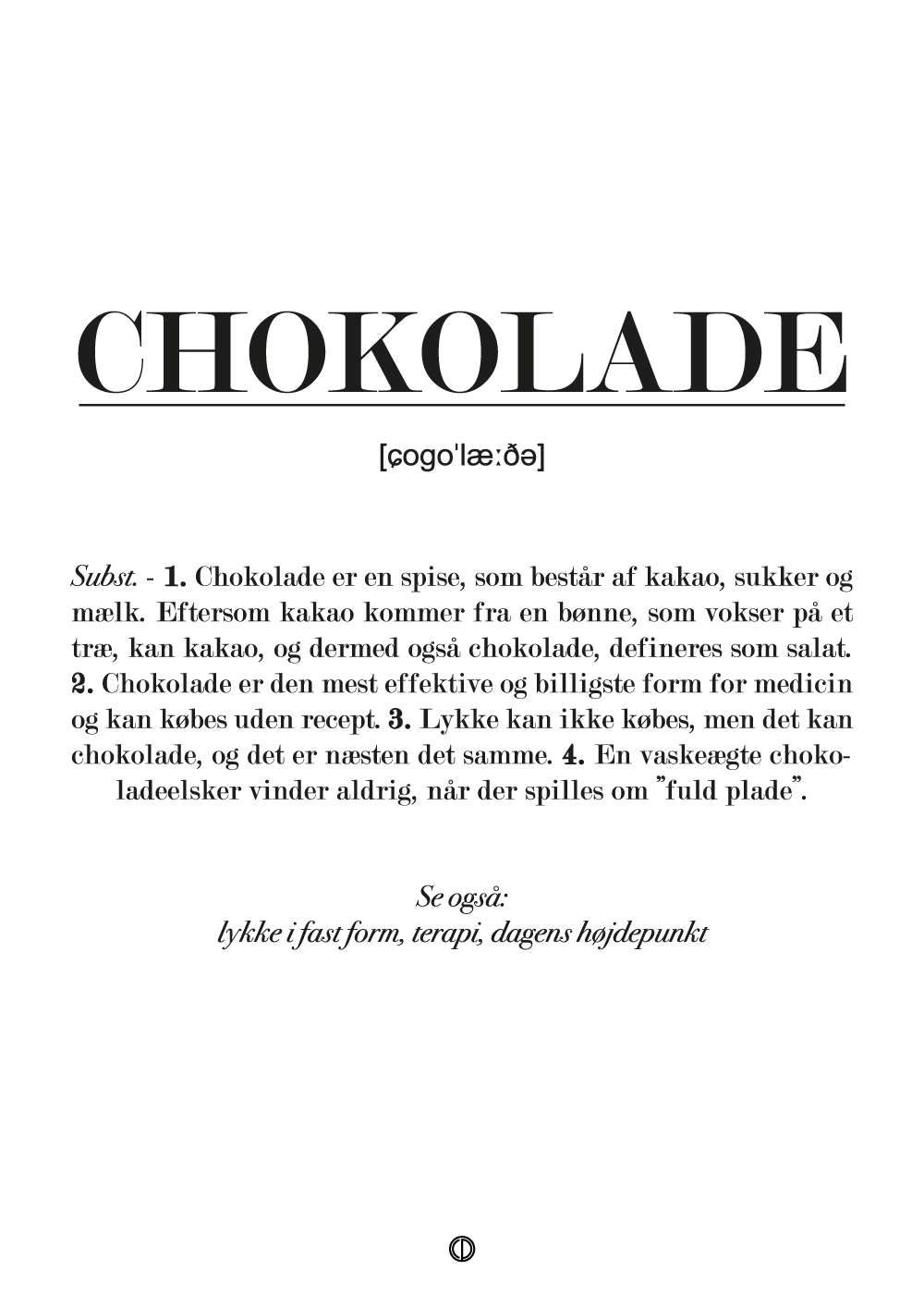 Chokolade definition - plakat