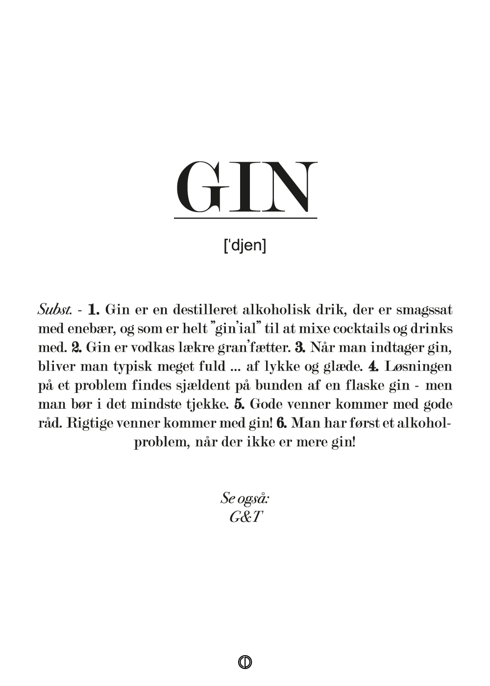 Billede af Gin definition - plakat