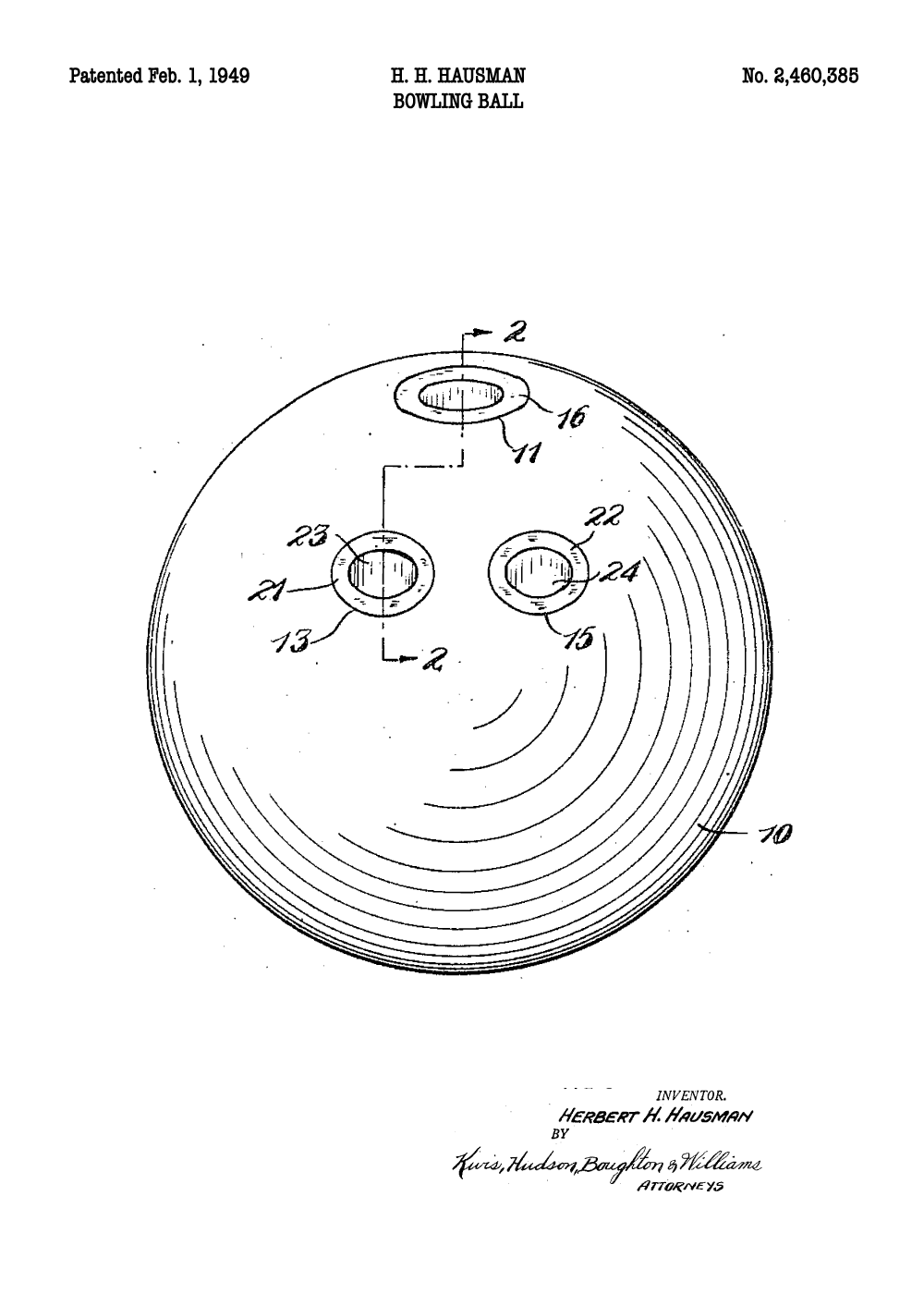 Billede af Bowlingkugle plakat - Original patent tegning