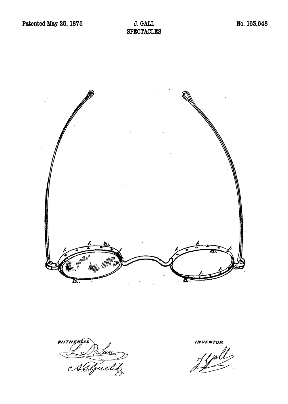 Billede af Brille plakat - Original patent tegning
