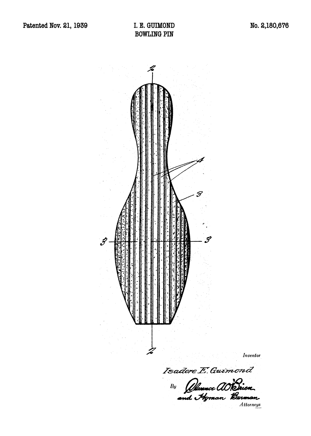 Billede af Bowlingkegle plakat - Original patent tegning