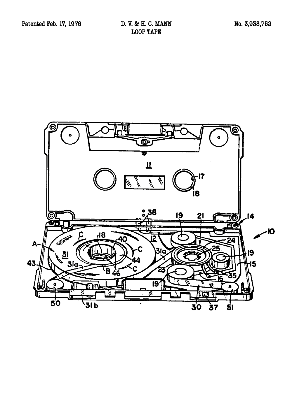 8: Kassettebånd plakat - Original patent tegning