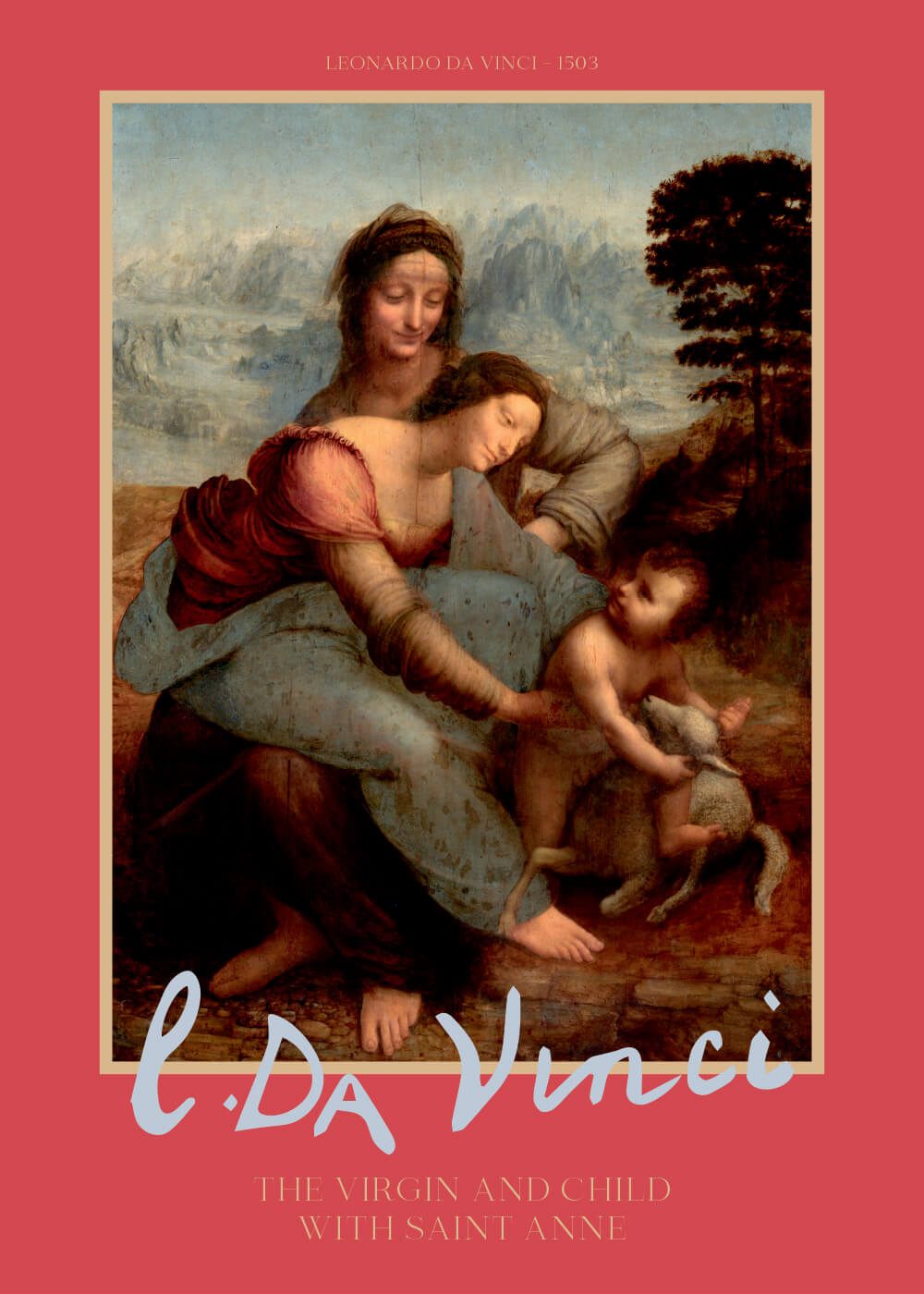 Billede af The virgin and child with Saint Anne - Leonardo da Vinci kunstplakat