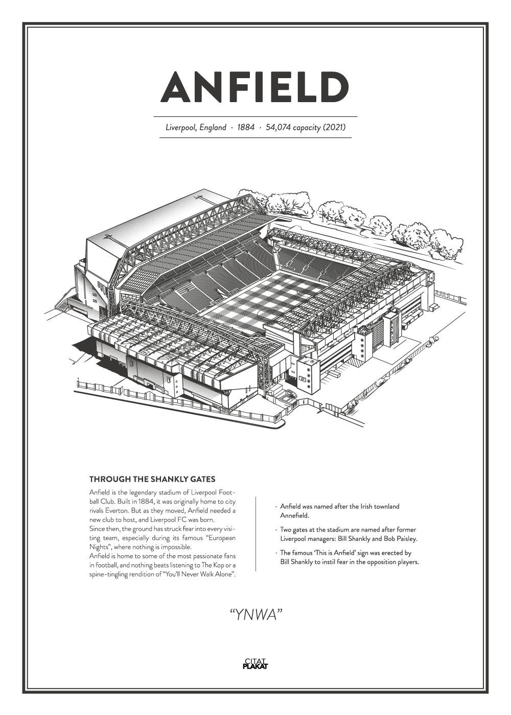 Anfield - Liverpool FC arena - stadionplakat