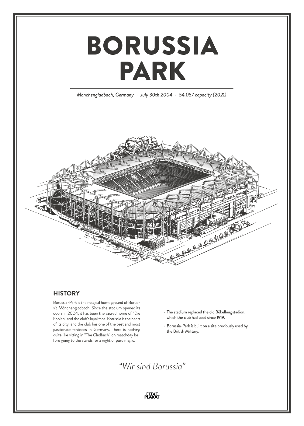 Borussia Park - Borussia Mönchengladbach arena - stadionplakat